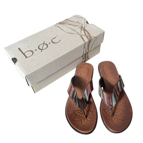b.o.c Striped Wedge Flip Flops Size 9 - Picture 2 of 6